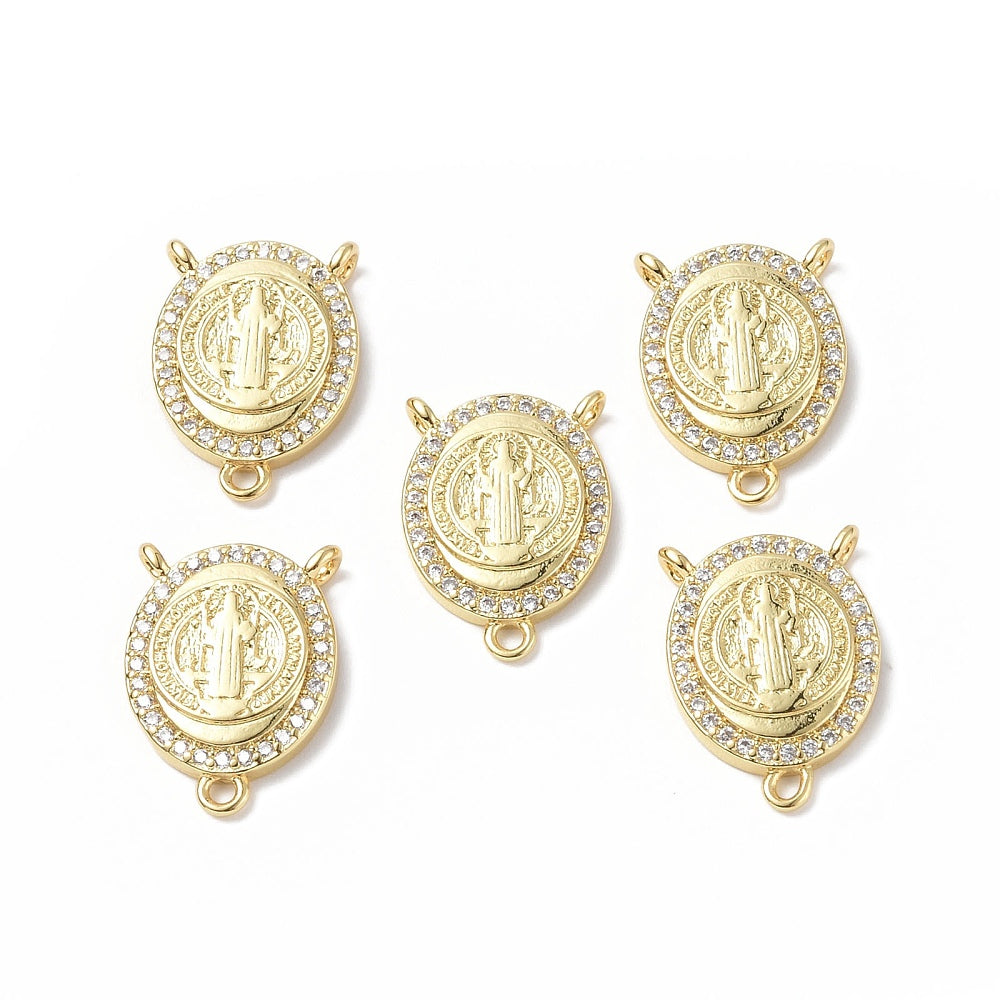 Real 18K Gold-Plated Saint Medal Rosary Centrepiece Connector – 5 Pack | The Pink Bead Shop Canada