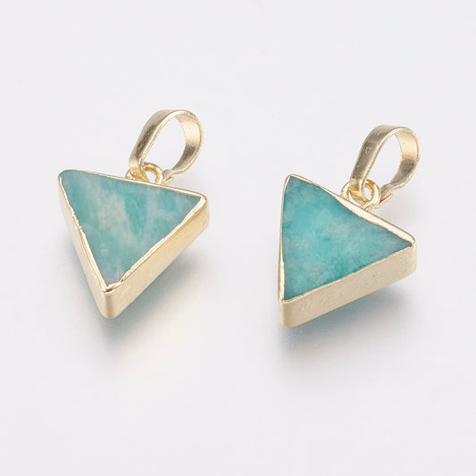Natural Amazonite Triangle Pendants – Gold or Silver Edge | The Pink Bead Shop Canada