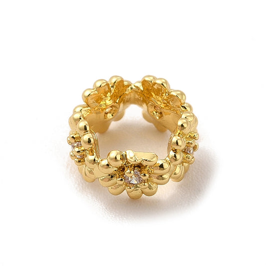 Gold Daisy Flower CZ European Beads – Large Hole | The Pink Bead Shop Canada