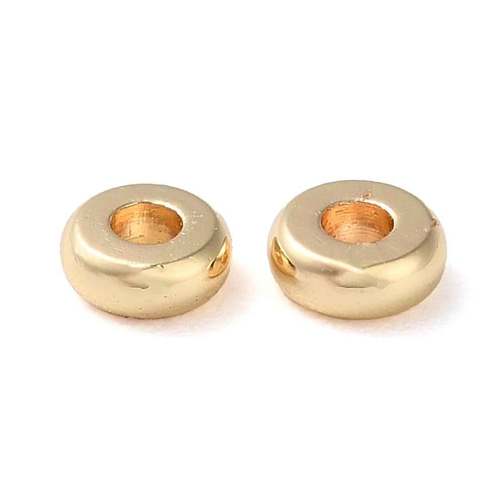 14K Gold Plated Brass Flat Round Spacer Beads – 4mm – 50 Pack | The Pink Bead Shop Canada