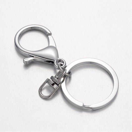 Platinum Alloy Key Rings with Clasp – 66mm 2 Pack The Pink Bead Shop