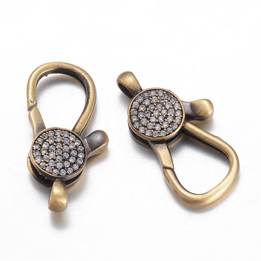 Antique Bronze Cubic Zirconia Lobster Clasps | Jewelry Findings | The Pink Bead Shop Canada