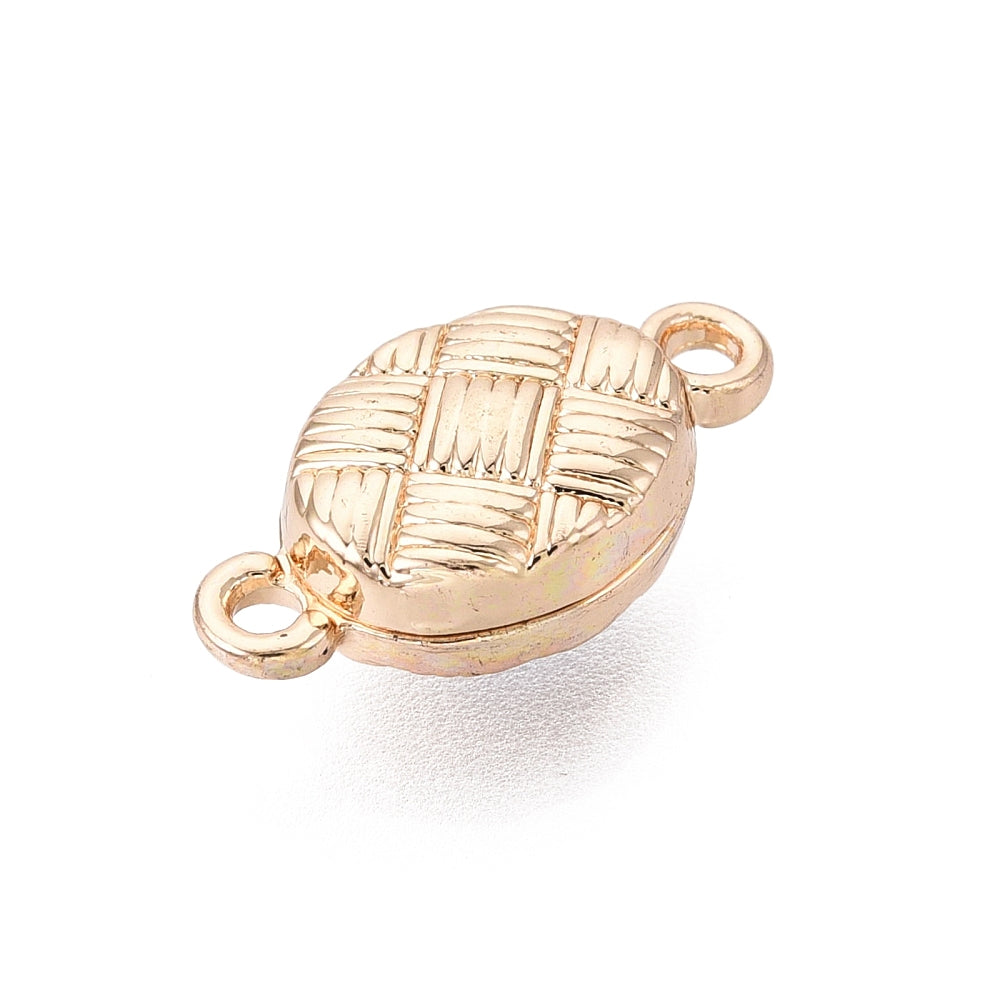Woven Oval Brass Magnetic Clasp 15x8mm – Platinum or Real 18K Gold Plated | 2 Pack | The Pink Bead Shop Canada