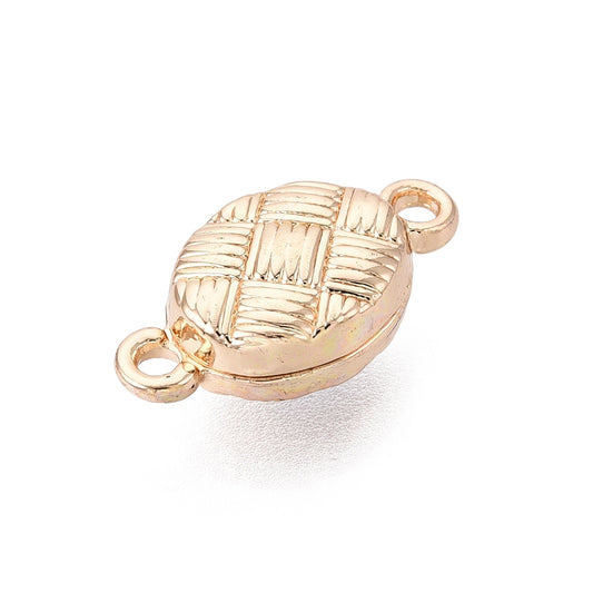 Woven Oval Brass Magnetic Clasp 15x8mm – Platinum or Real 18K Gold Plated | 2 Pack | The Pink Bead Shop Canada