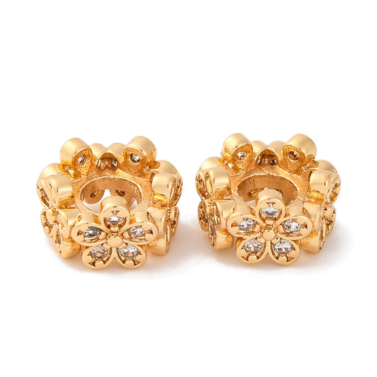 Sakura Cherry Blossom CZ Beads – Large Hole Flower Spacer, Gold | The Pink Bead Shop Canada