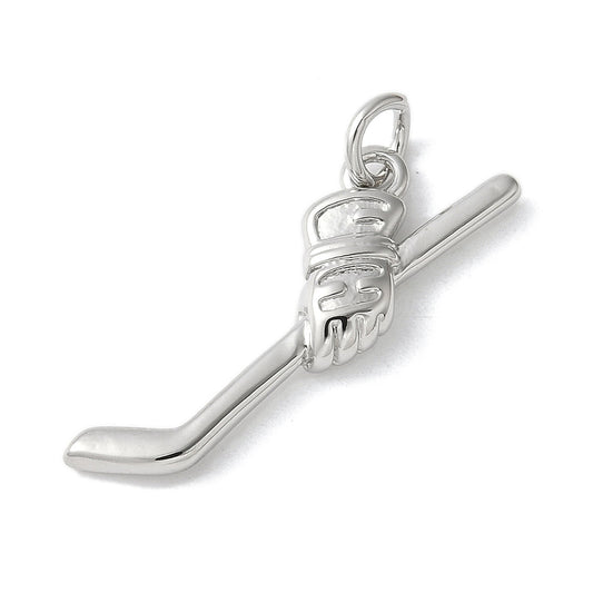 Hockey Stick with Gloves Charms – Platinum & 18K Gold Plated The Pink Bead Shop