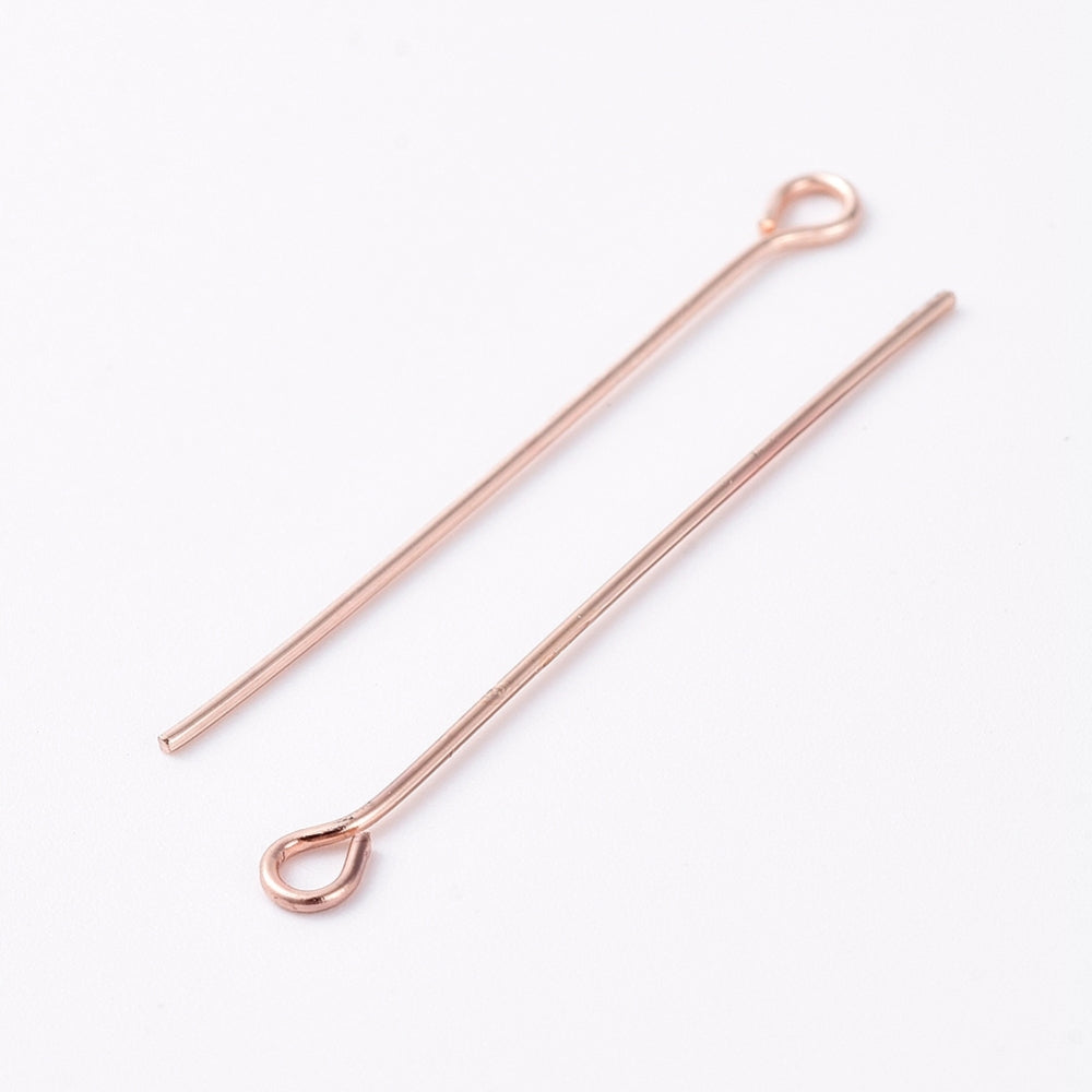 Rose Gold Brass Eye Pins – 30mm – 100 Piece Bag | The Pink Bead Shop Canada