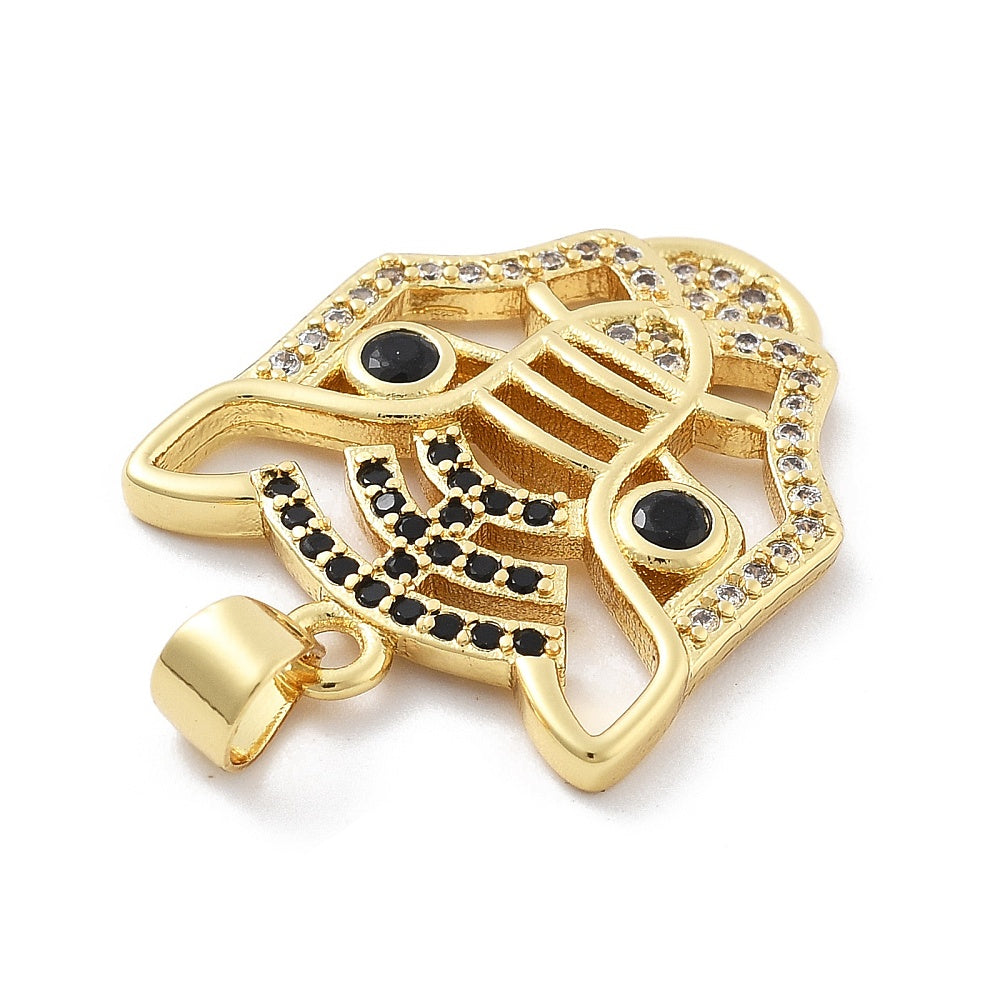 Leopard Head Brass Micro Pave Cubic Zirconia Pendants