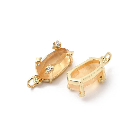 Faceted Citrine Pendant with CZ Setting –  18k Gold Plated | The Pink Bead Shop Canada