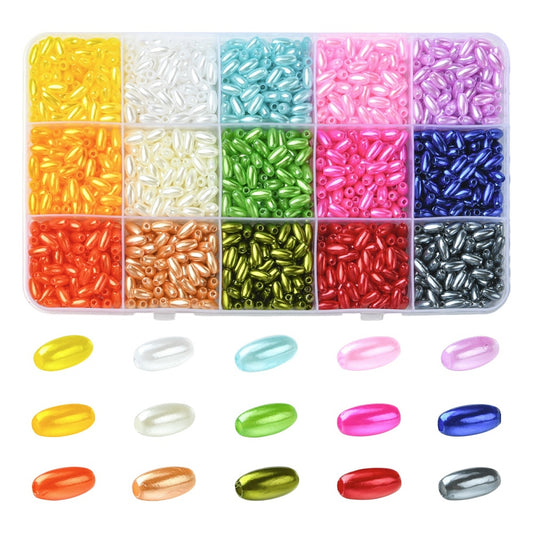 ABS Imitation Pearl Rice Beads – Assorted Colors Set The Pink Bead Shop