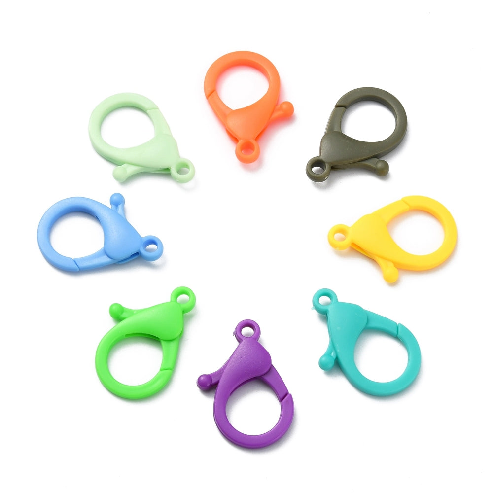 Plastic Lobster Claw Clasps – Mixed Colours 35x24.5x6mm 5 Pack | The Pink Bead Shop Canada