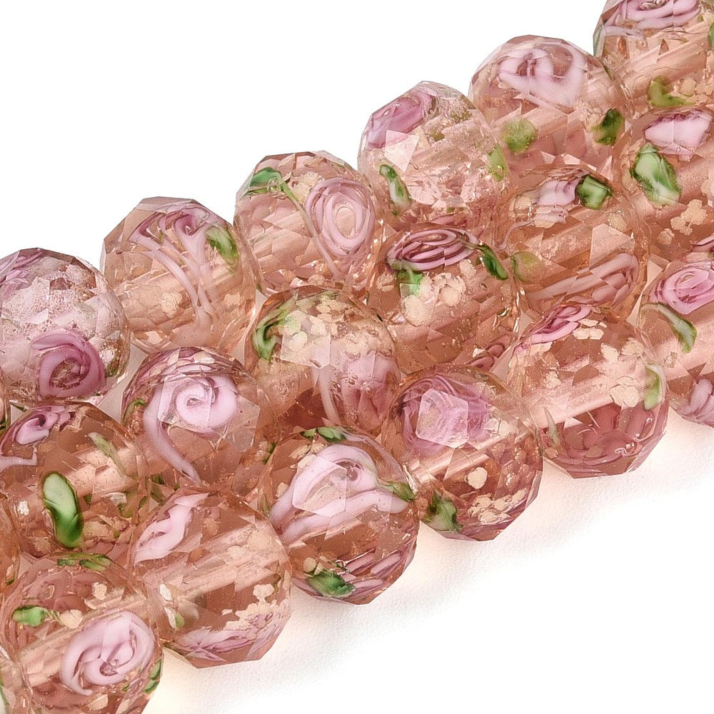 9–10mm Luminous Dark Salmon Pink Lampwork Glass Flower Beads | The Pink Bead Shop Canada