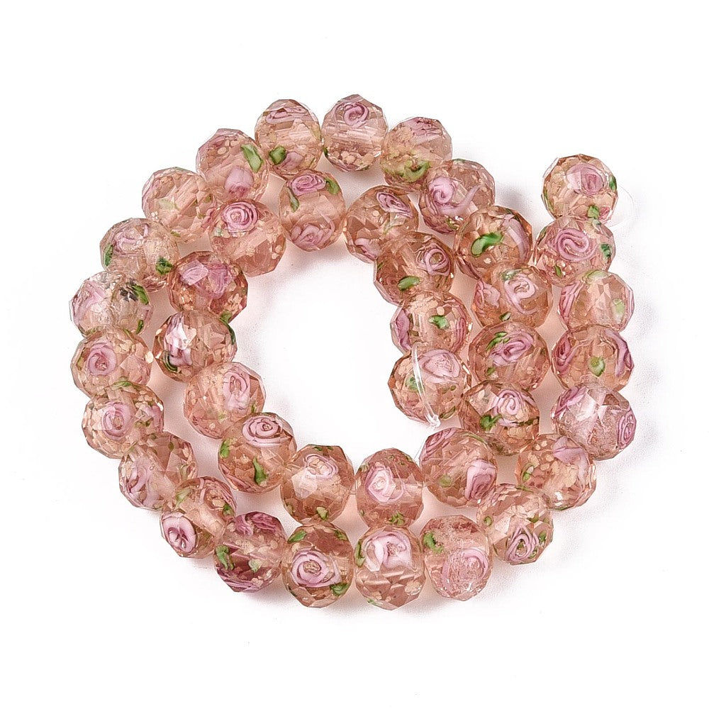 9–10mm Luminous Dark Salmon Pink Lampwork Glass Flower Beads | The Pink Bead Shop Canada