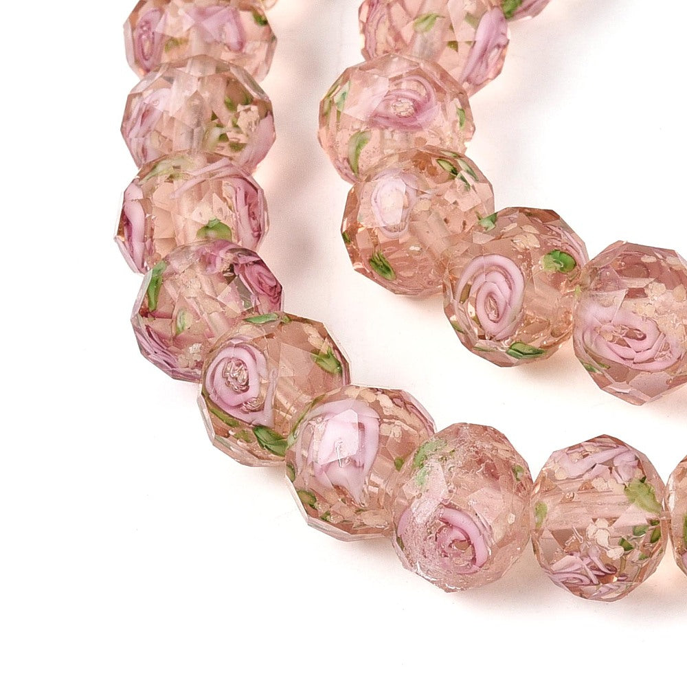 9–10mm Luminous Dark Salmon Pink Lampwork Glass Flower Beads | The Pink Bead Shop Canada