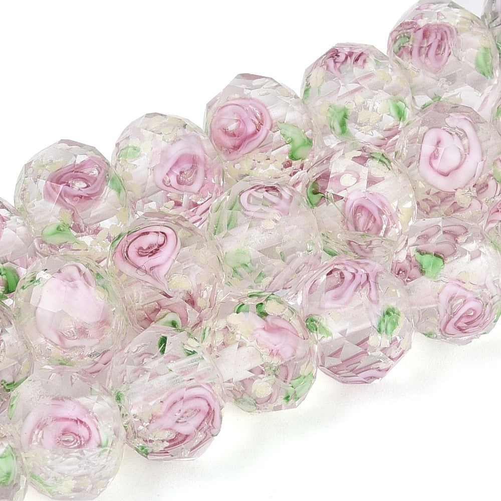 9–10mm Luminous Misty Rose Lampwork Glass Flower Beads | The Pink Bead Shop Canada