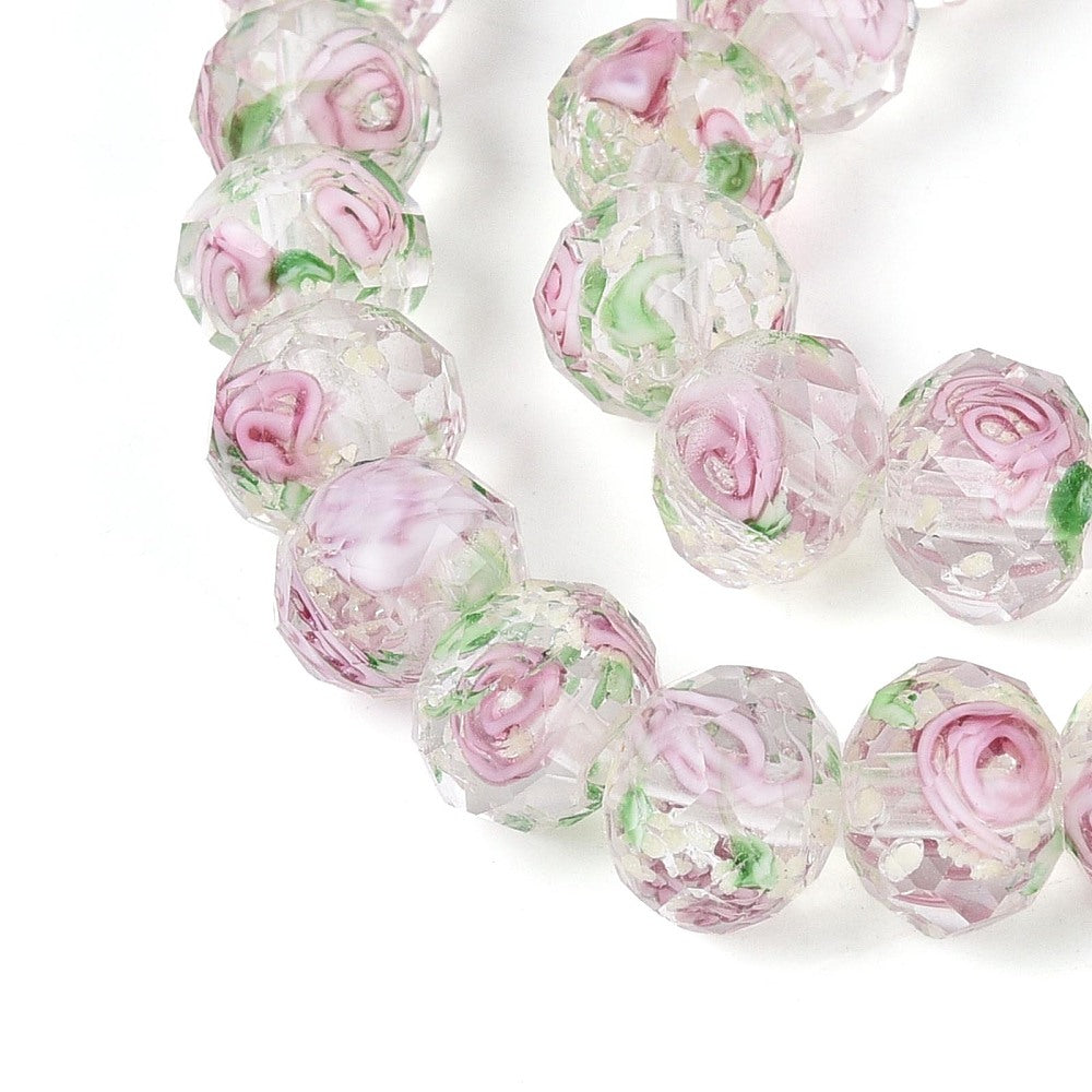 9–10mm Luminous Misty Rose Lampwork Glass Flower Beads | The Pink Bead Shop Canada