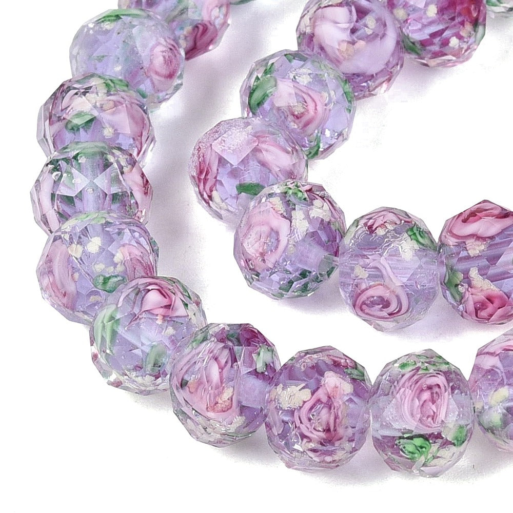 9–10mm Luminous Lilac Lampwork Glass Flower Beads | The Pink Bead Shop Canada