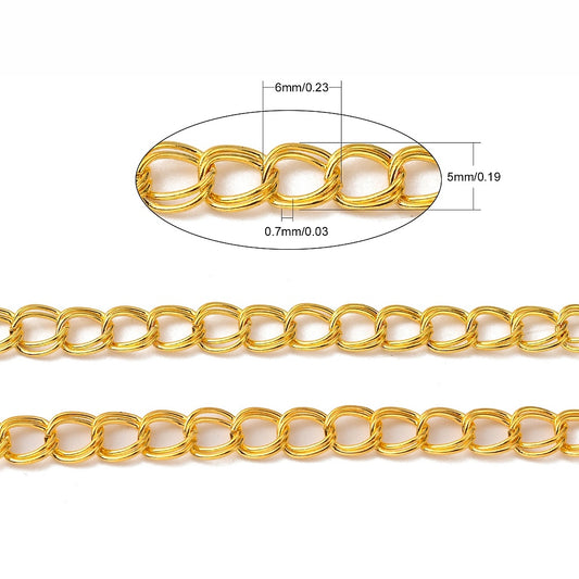 Gold Double Link Chain by the Metre | The Pink Bead Shop Canada