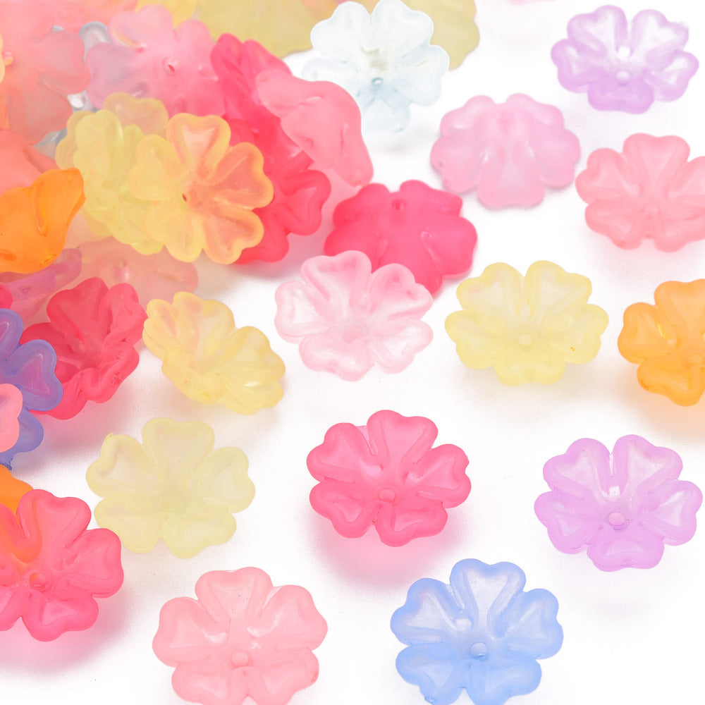 Bulk Frosted Acrylic Flower Bead Caps – Mixed Colors 16.5mm | The Pink Bead Shop Canada