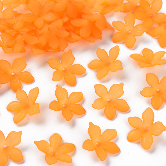 Frosted Acrylic Flower Bead Caps 20mm | Orange | Bulk | The Pink Bead Shop Canada