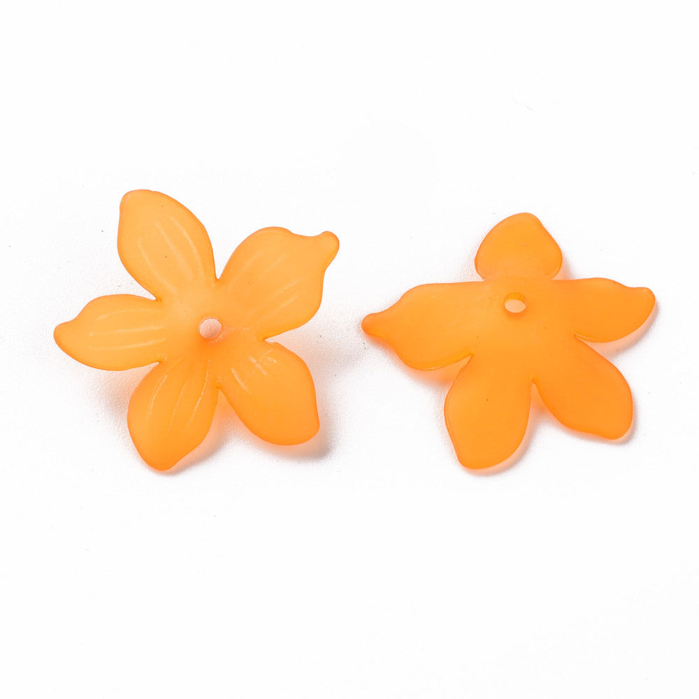 Frosted Acrylic Flower Bead Caps 20mm | Orange | Bulk | The Pink Bead Shop Canada