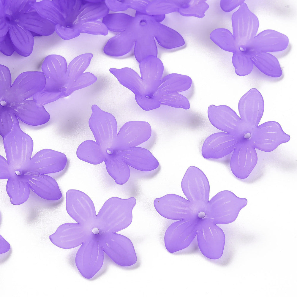 Frosted Acrylic Flower Bead Caps 20mm | Blue Violet | Bulk | The Pink Bead Shop Canada
