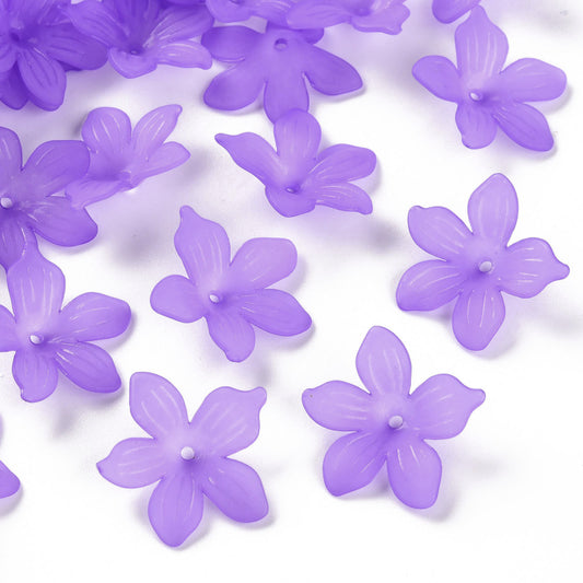 Frosted Acrylic Flower Bead Caps 20mm | Blue Violet | Bulk | The Pink Bead Shop Canada