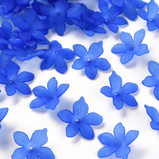 Frosted Acrylic Flower Bead Caps 20mm | Royal Blue | Bulk | The Pink Bead Shop Canada
