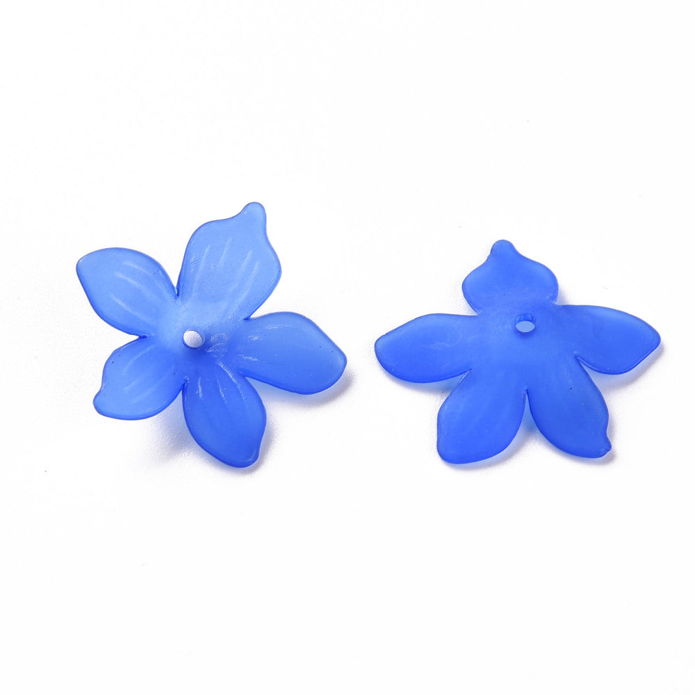 Frosted Acrylic Flower Bead Caps 20mm | Royal Blue | Bulk | The Pink Bead Shop Canada