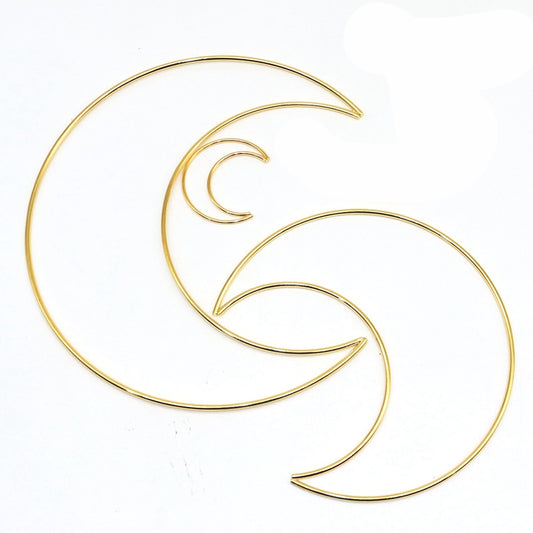 Moon Macrame Hoops – 50mm, 98mm & 200mm | Metal Crescent Craft Rings | The Pink Bead Shop Canada