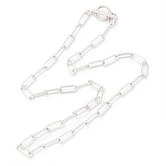 Non-Tarnish 304 Stainless Steel Paperclip Chain Necklace with Toggle Clasp | The Pink Bead Shop Canada