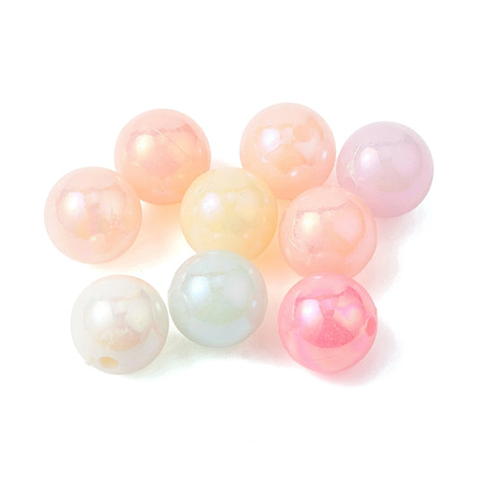 UV Plated Opaque Acrylic Beads 12mm | Bulk Mixed Colors | The Pink Bead Shop Canada