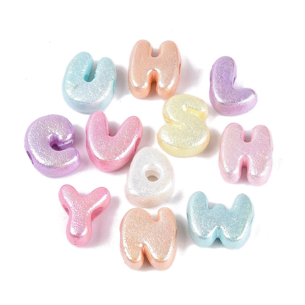 Glow-in-the-Dark Large Hole Acrylic Letter Beads – Iridescent Mixed Colours – Bulk | The Pink Bead Shop Canada