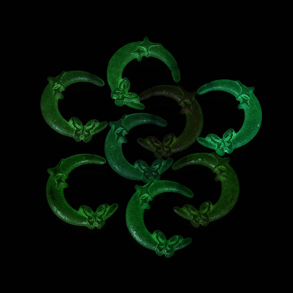 Glow-in-the-Dark Moon, Star & Butterfly Acrylic Beads – Mixed Colours – Bulk | The Pink Bead Shop Canada