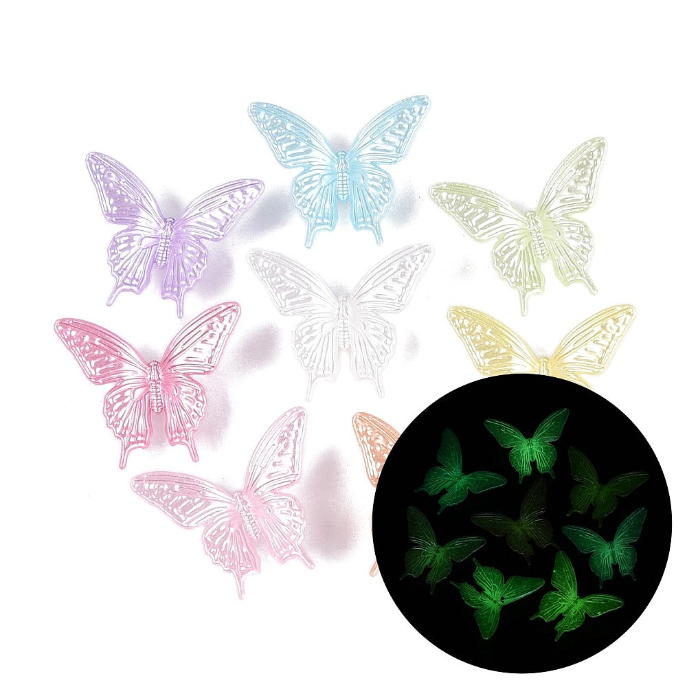 Glow-in-the-Dark Pearlized Butterfly Acrylic Beads – Mixed Colours – Bulk | The Pink Bead Shop Canada