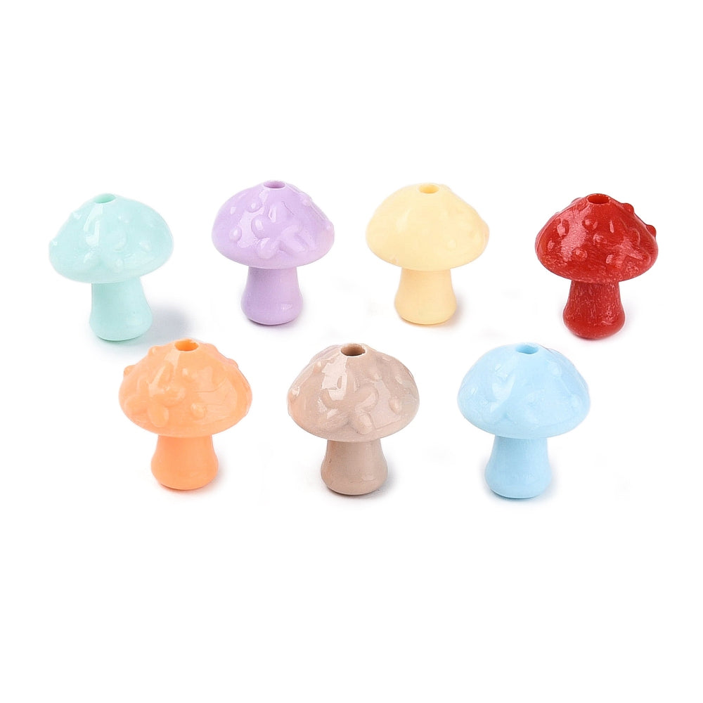 Mushroom Acrylic Beads Mixed Colors | Sold Individually | Bulk Loose Beads | The Pink Bead Shop Canada