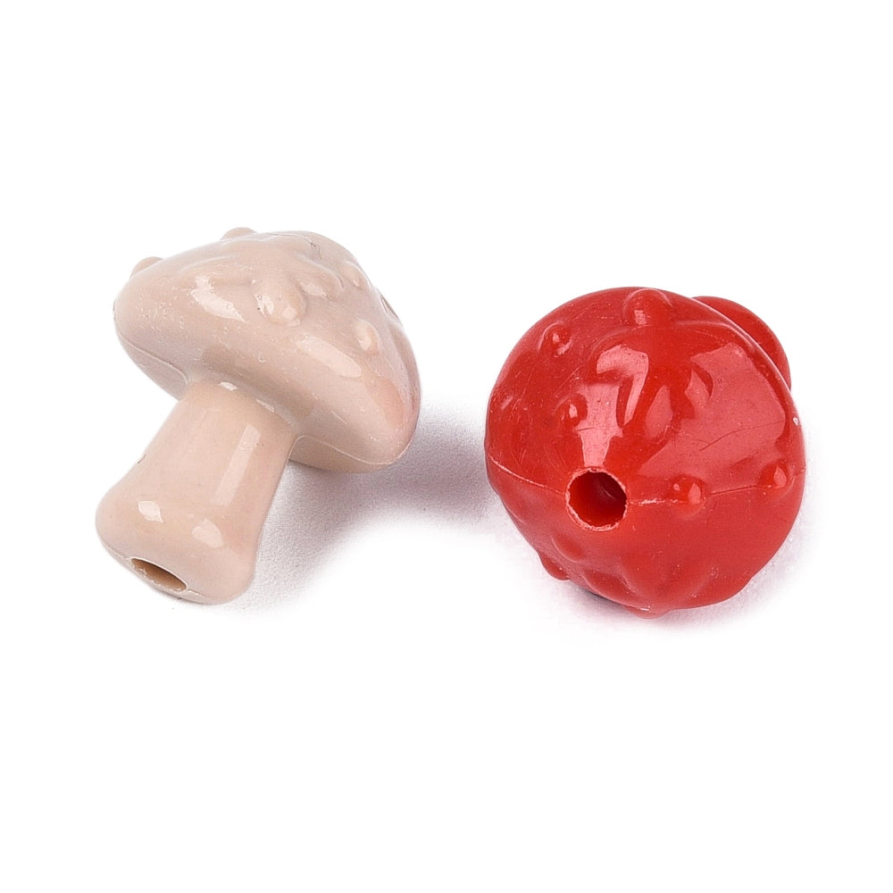 Mushroom Acrylic Beads Mixed Colors | Sold Individually | Bulk Loose Beads | The Pink Bead Shop Canada