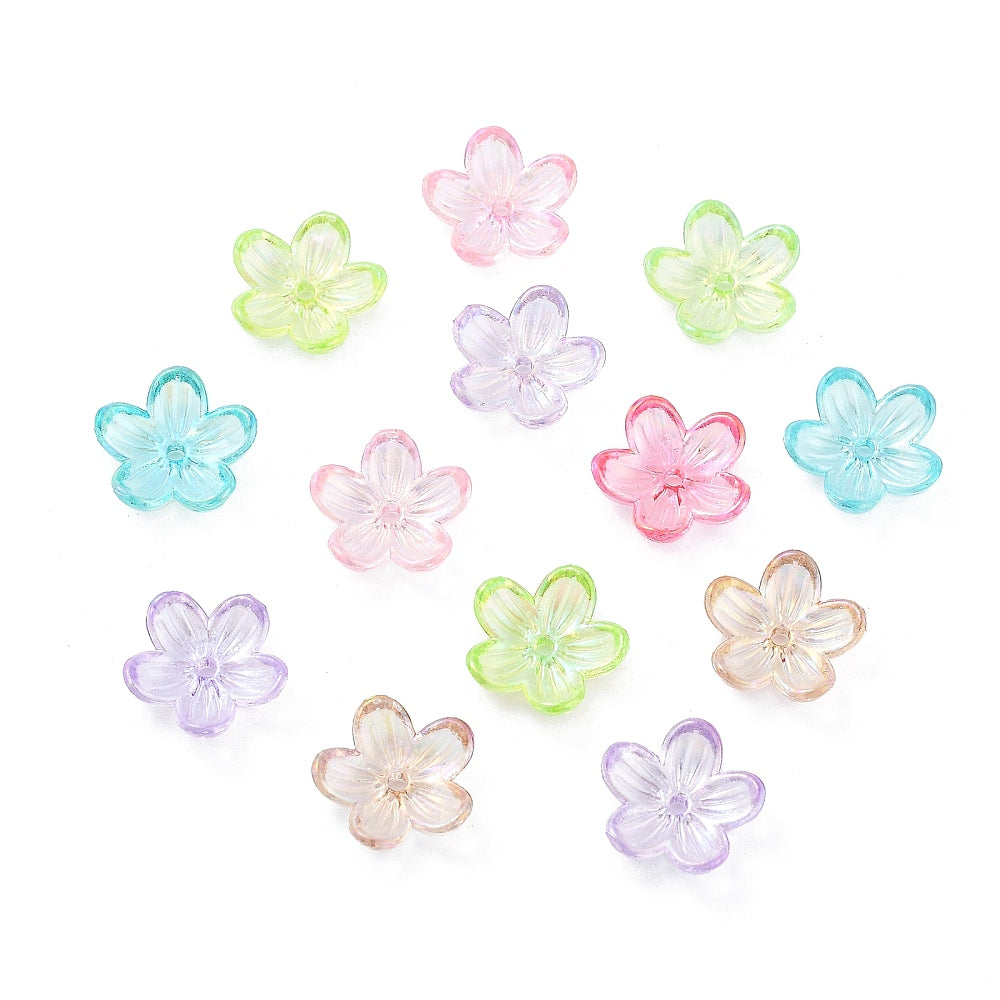 UV Plating Acrylic Flower Bead Caps 12mm | Mixed Colors | Bulk | The Pink Bead Shop Canada
