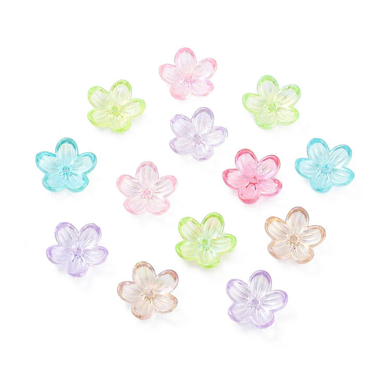 UV Plating Acrylic Flower Bead Caps 12mm | Mixed Colors | Bulk | The Pink Bead Shop Canada