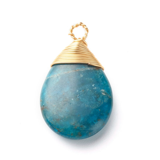Natural Apatite Teardrop Pendants – Gold Wire Wrapped | The Pink Bead Shop Canada
