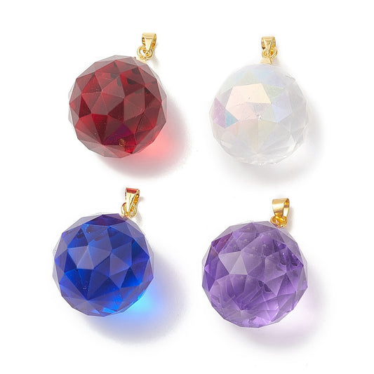 Faceted Crystal Ball Pendants | K9 Glass Prism Charms | The Pink Bead Shop Canada