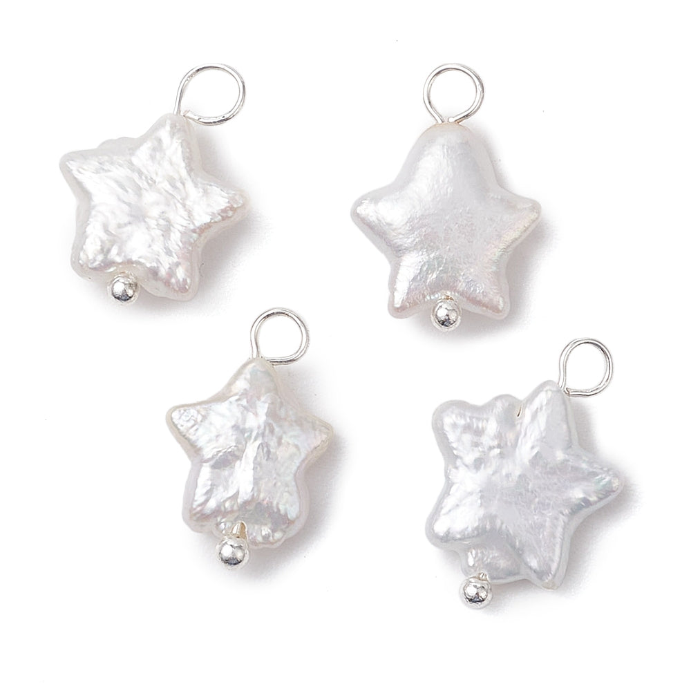 Natural Nucleated Baroque Keshi Pearl Star Pendant – Silver Plated Loop (15.5mm) The Pink Bead Shop