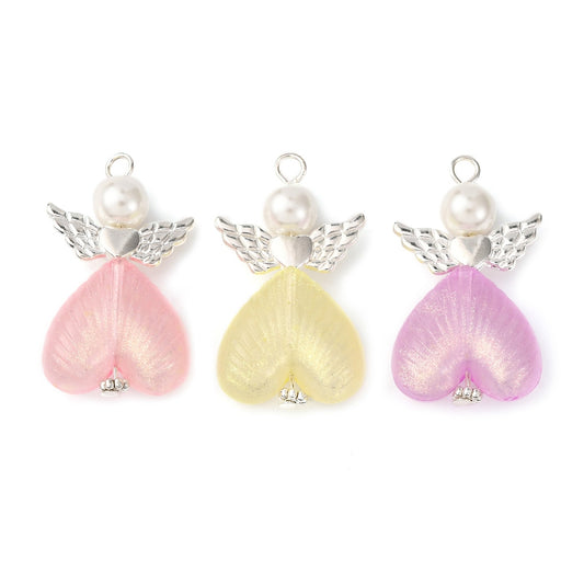 Angel Wing Heart Acrylic Pendant Charm | The Pink Bead Shop Canada