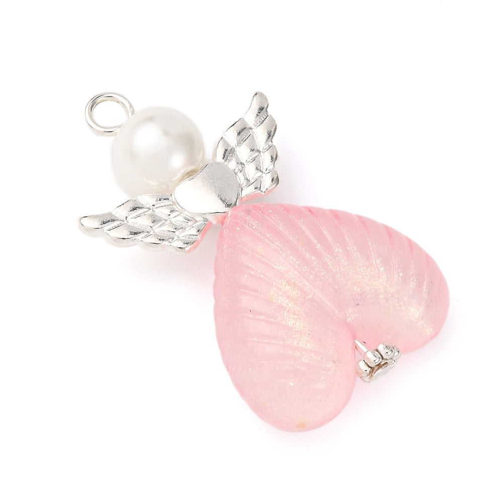 Angel Wing Heart Acrylic Pendant Charm | The Pink Bead Shop Canada