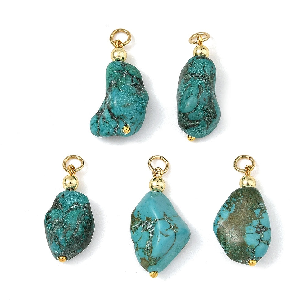 Dyed Natural Magnesite Nugget Pendant – Gold Bail | The Pink Bead Shop Canada