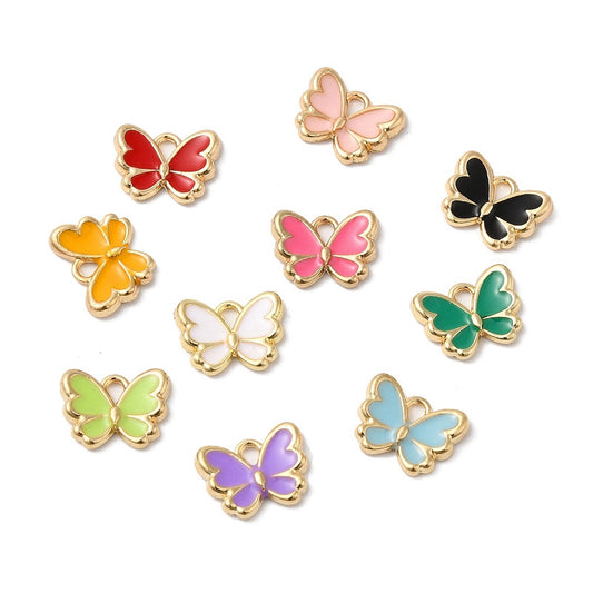 Enamel Butterfly Charms Mixed Colours 12mm 5 Pack | The Pink Bead Shop Canada
