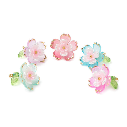 Floral Acrylic Charms with Glass Seed Beads | 5 Piece Set | The Pink Bead Shop Canada