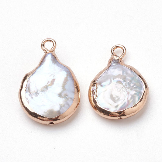 Baroque Freshwater Pearl Pendant – Gold Edge Keshi Pearl The Pink Bead Shop