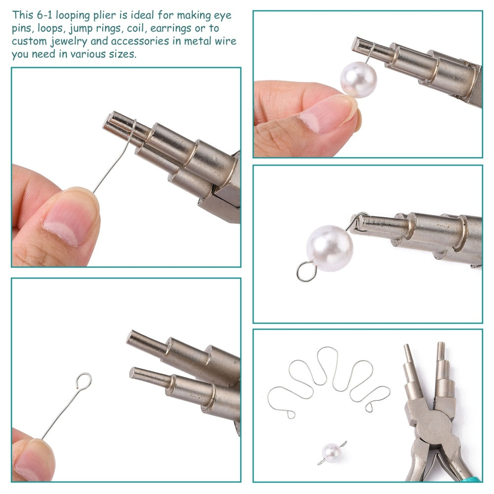 6-Step Bail Making Pliers – Multi-Size Wire Looping Pliers for Jewelry Making – 3–9.5mm Loop Forming Tool The Pink Bead Shop