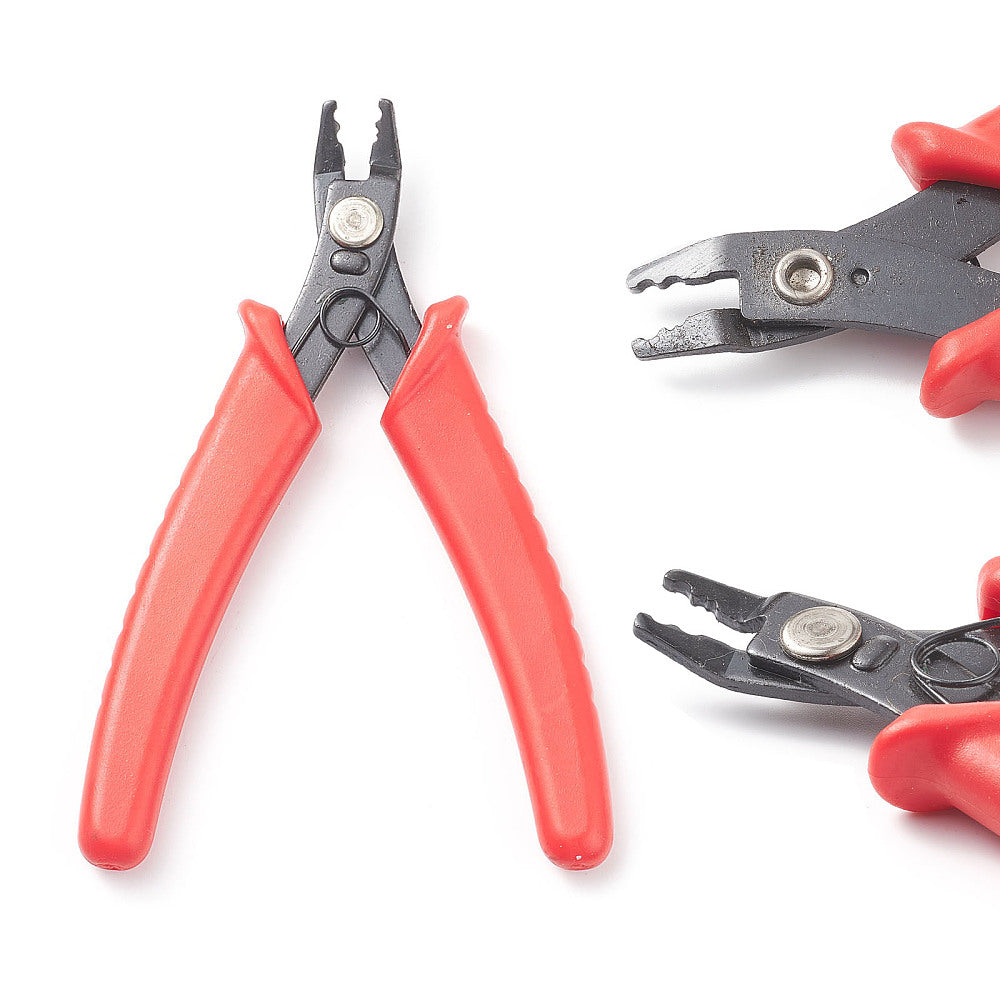 Crimping Pliers for Jewelry Making – Crimp Bead Tool with Wire Cutter – Red Handle Jewelry Pliers The Pink Bead Shop